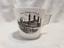 Antique 1893 Chicago Worlds Fair Souvenir Tea Cup/ Mustache Cup/Wileman Co