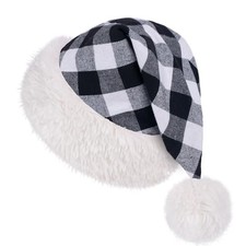 Christmas Santa Hat Xmas Holiday Hat Adults Unisex Medium Black Buffalo