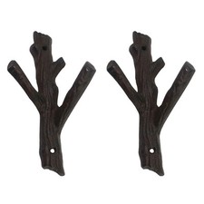 2 Pcs Decorative Branch Cast Iron Wall Hooks/Hanger/Heavy Duty Home Storage R...