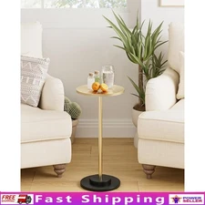 Round Side Table Embossed Texture Multifunctional Compact Design Easy Assembly