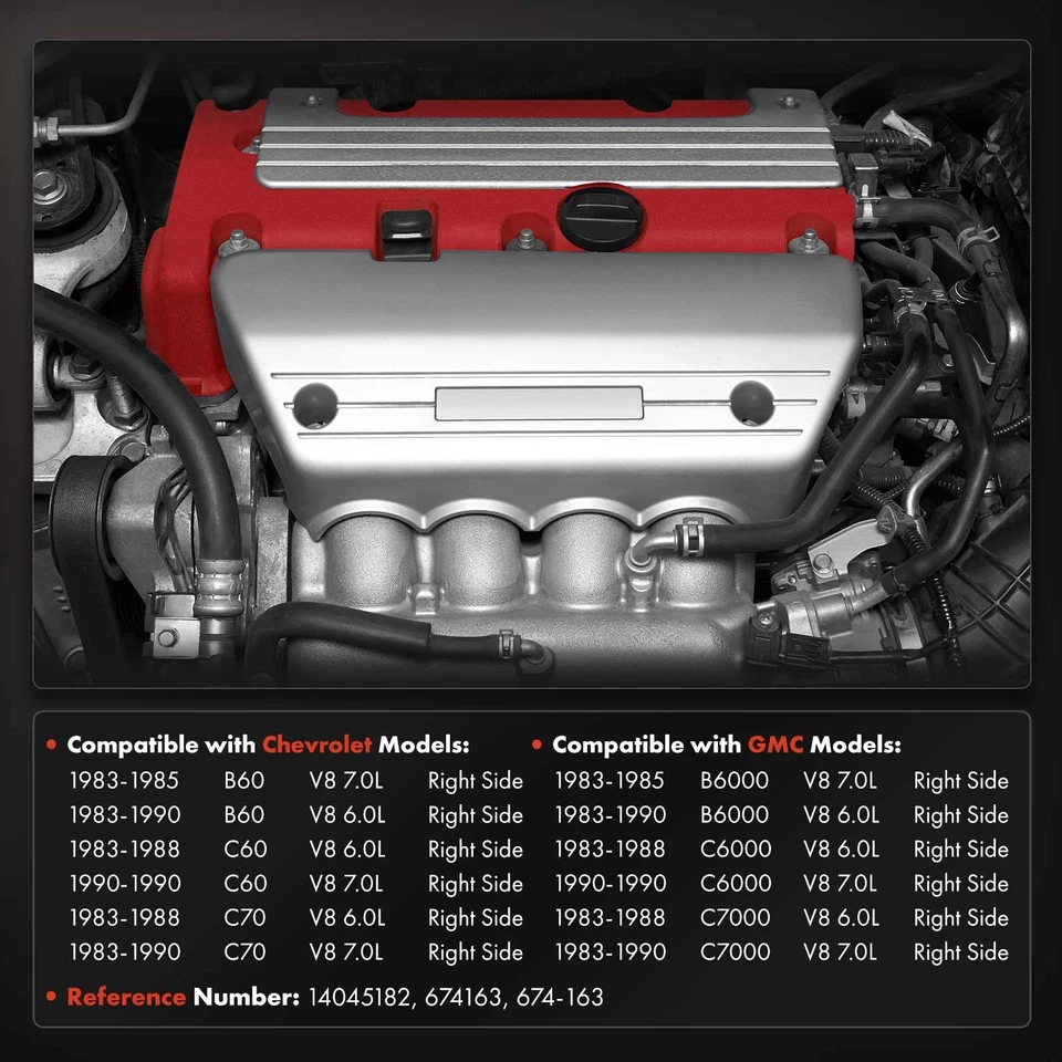 Coletor de escape direito para Chevrolet B60 C60 C70 GMC B6000 1983-1990 6.0L 7.0L - Imagem 2 de 4