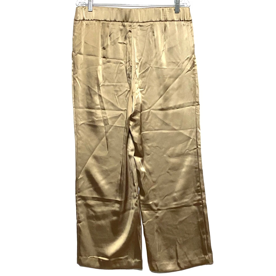 Pantalones de vestir Talbots poliéster pierna ancha dorado satinado bolsillos para mujer 8P 8 Petite nuevos con etiquetas Foto 4 de 4