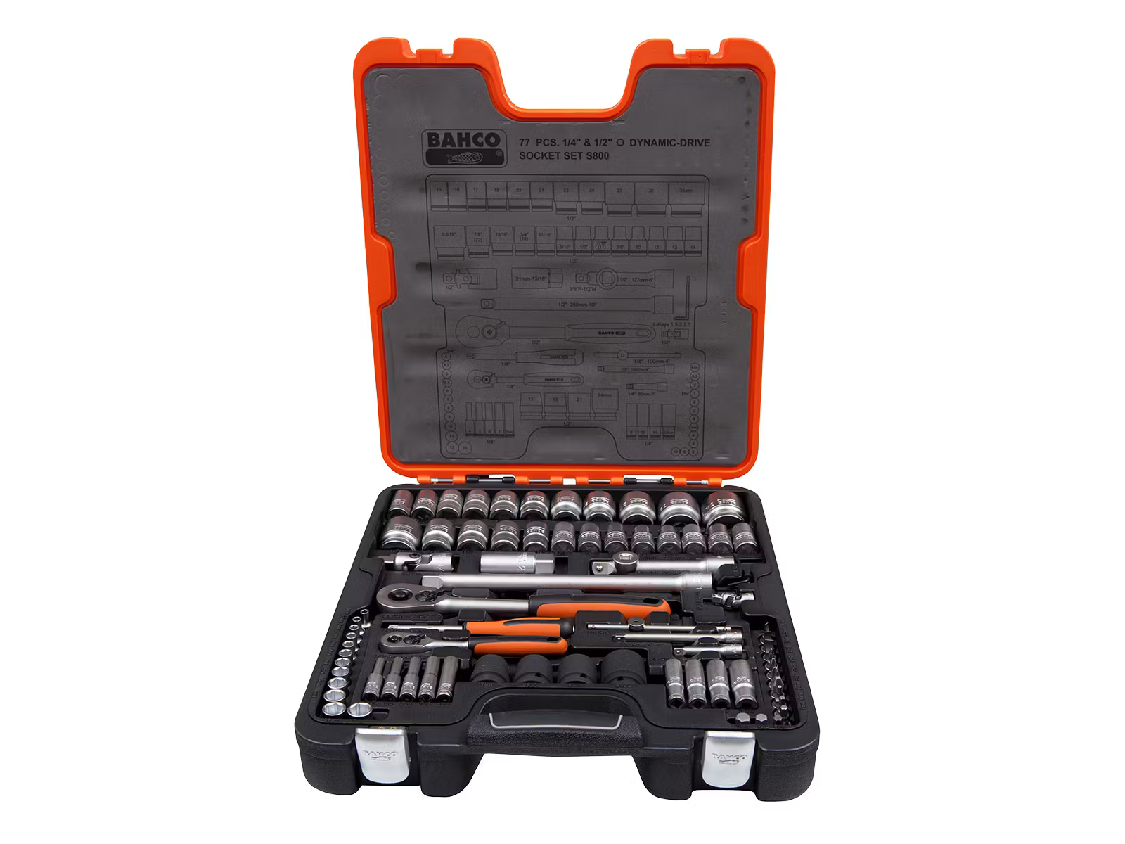 Bahco S800 Steckschlüsselsatz 1/4"" und 1/2"" SLine 77tlg. im Koffer NEU OVP