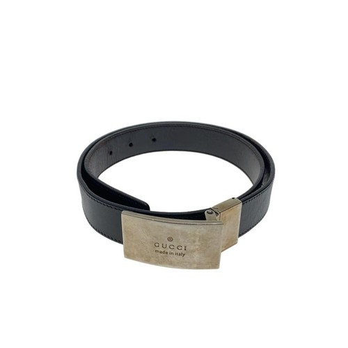 GUCCI Leather Belt, Black, Men's 036-1669-1437