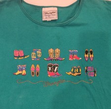 Vintage Wrangler Womens Tshirt Cowboy Boots Size Large 80s Made In USA