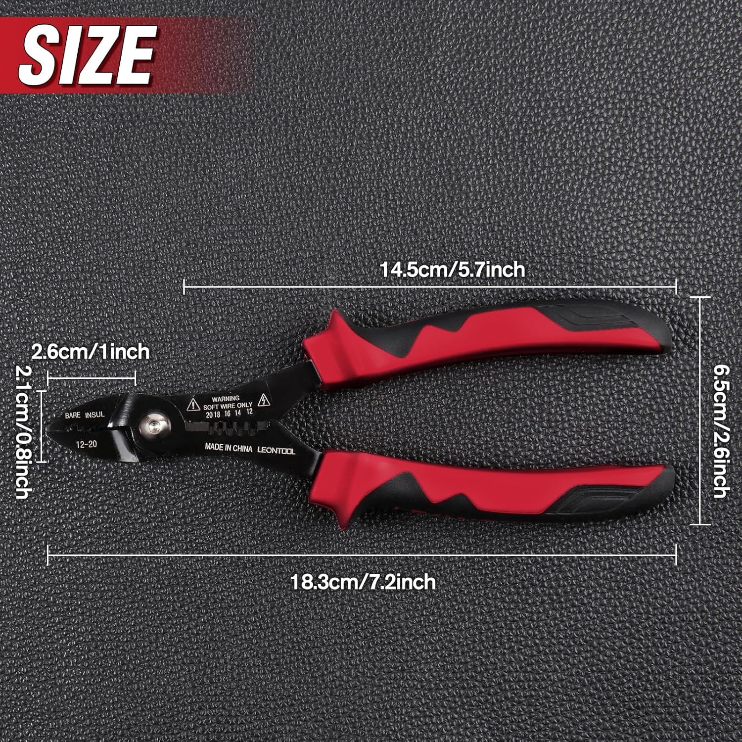 4-in-1 Multi Purpose Electricians Pliers with Wire Cutter, Red & Black 