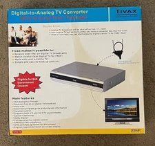 TIVAX Digital to Analog TV Converter with Analog Passthrough Model STB-T8. NWOB