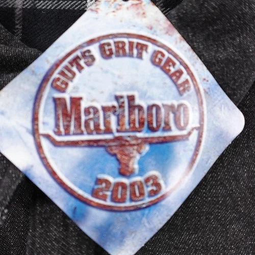 Vintage Marlboro Jacket Mens XL Denim Flannel Reversible Shacket Deadstock Y2K image 4