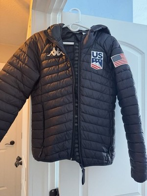 Kappa USA Ski Team Puffer Jacket Women s Small Olympic Team Issued Hooded Black 