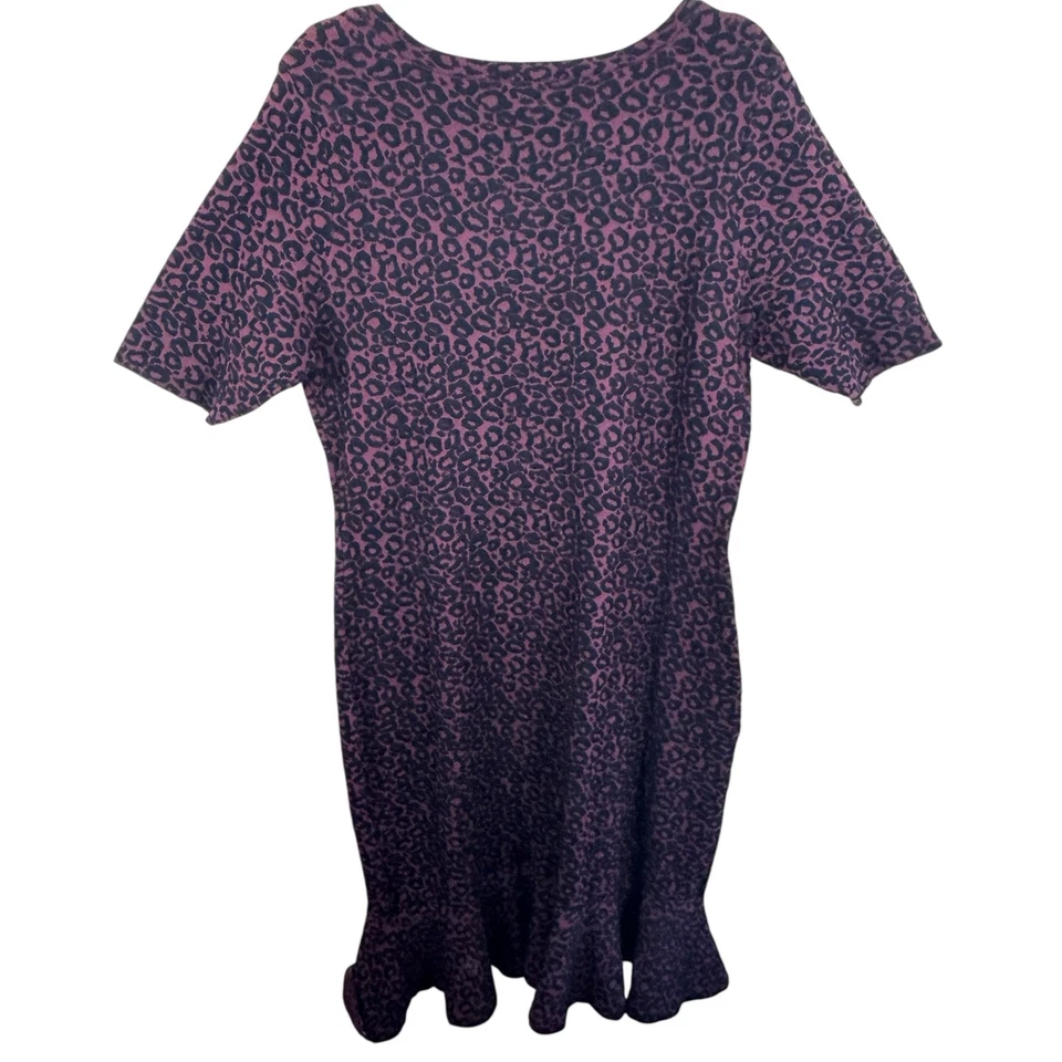Dressbarn новый с Ярлыками бордовый черный леопард короткий рукав пеплум кромки Midi платье размер L - Изображение 2 из 4