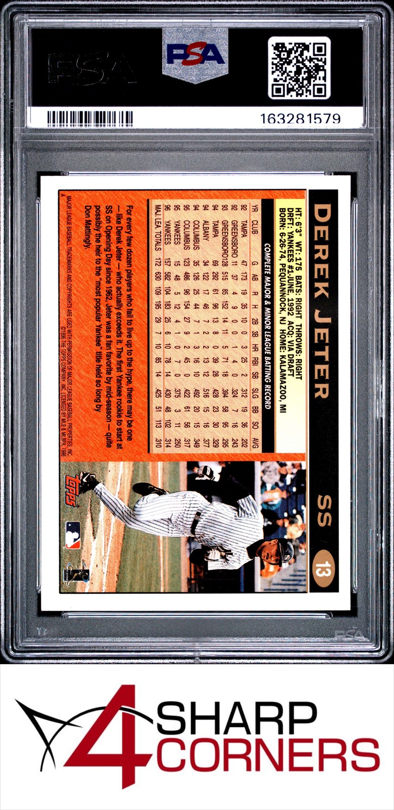 1997 TOPPS ALL-STAR ROOKIE #13 DEREK JETER YANKEES HOF PSA 9 view 2