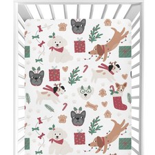 Crib Sheets for Boys Girls Funny Christmas Dogs Baby Fitted Sheets for Mini C...