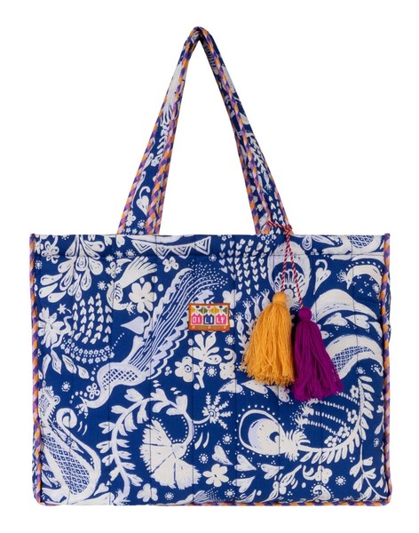 Oilily Sanny Shopper Schultertasche Tasche Mazarine Blue Blau Weiß Neu-image