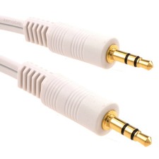 Image of 1m AUX 3.5mm Stereo Jack Plug to 3.5mm Stereo Jack Plug Cable White