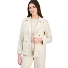 Anne Klein Women's Relaxed Fit Blazer Jacket in Soft Latte Tan