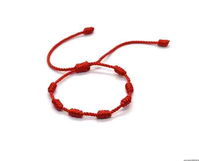 Sieben Knoten rote Schnur verstellbar Armband, Handarbeit, Kabbala, Budhist, Glück,