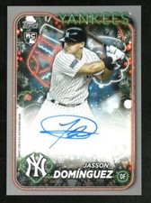 2024 TOPPS HOLIDAY JASSON DOMINGUEZ  YANKEES RC  AUTO  /25 SILVER GLITTER HAC-JD