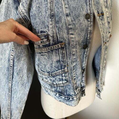 Vintage Jordache Basics Acid Wash Pocket Button Up Denim Jacket 80s 90s Sz M - Picture 4 of 7