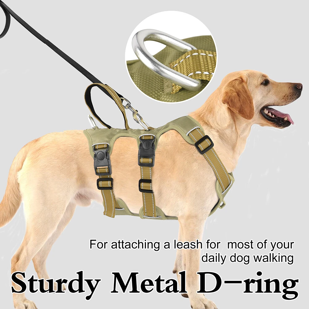 Dog Harness with Handle No Pull Escape Proof Reflective Nylon Front Leading M-XL
