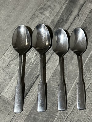 LOT of 4  Spoons Wm A Rogers Oneida  Stainless Steel Flatware 2 Sizes W14