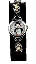 Accutime Women's Penguins Watch Silver Tone Penguin Dial And Band - New Battery