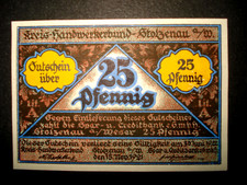 Notgeld-Schein 1921 Stadt STOLZENAU WESER LK NIENBURG, 25 Pfg., m. Abb. "Maler"