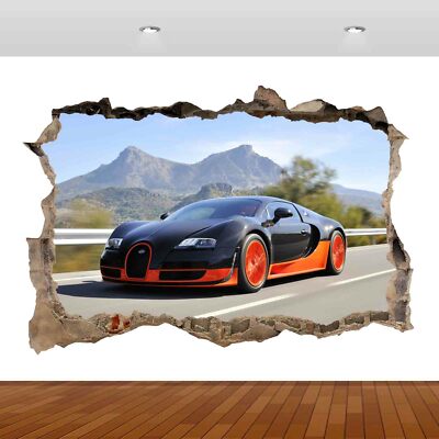 Supersportwagen Rennen schwarz Performance 3D Wandbild Wandaufkleber Poster Aufkleber P11