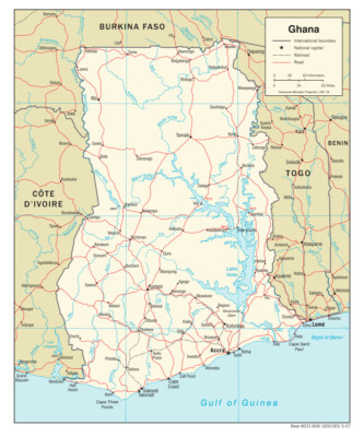 Ghana Road Highway Transportation Transport Map Country Nation Print