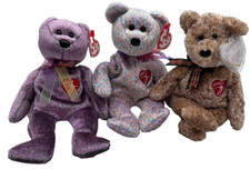Lot of 3 - Signature Bears TY Beanie Babies, 2000, 2001, 2002 Various Colors