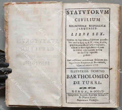 Liguria - Genoa. Statutorum civilium serenissimae reipublicae Januensis. 1707.
