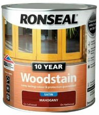 Ronseal  10 Year Woodstain Satin Rainproof in 1hr 250ml  Mahogany