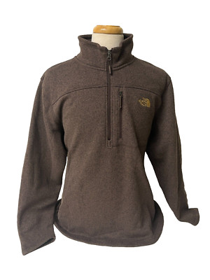 Jacket Pullover Men sz XXL Long Sleeve Brown Knit 1/2 Zip Logo The North Face