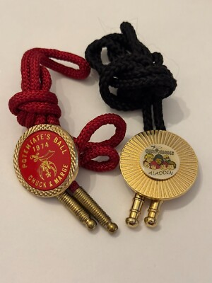 Set of 2 Vintage Fraternal Order of Mason Bolo Ties Masonic Western
