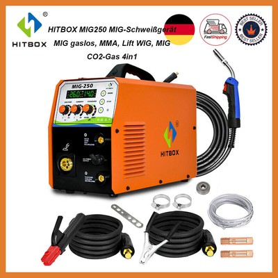 4IN1 Fülldraht MIG Schweißgerät ohne Gas,250A 240V MIG/MMA/LIFT-TIG Schweißgerät