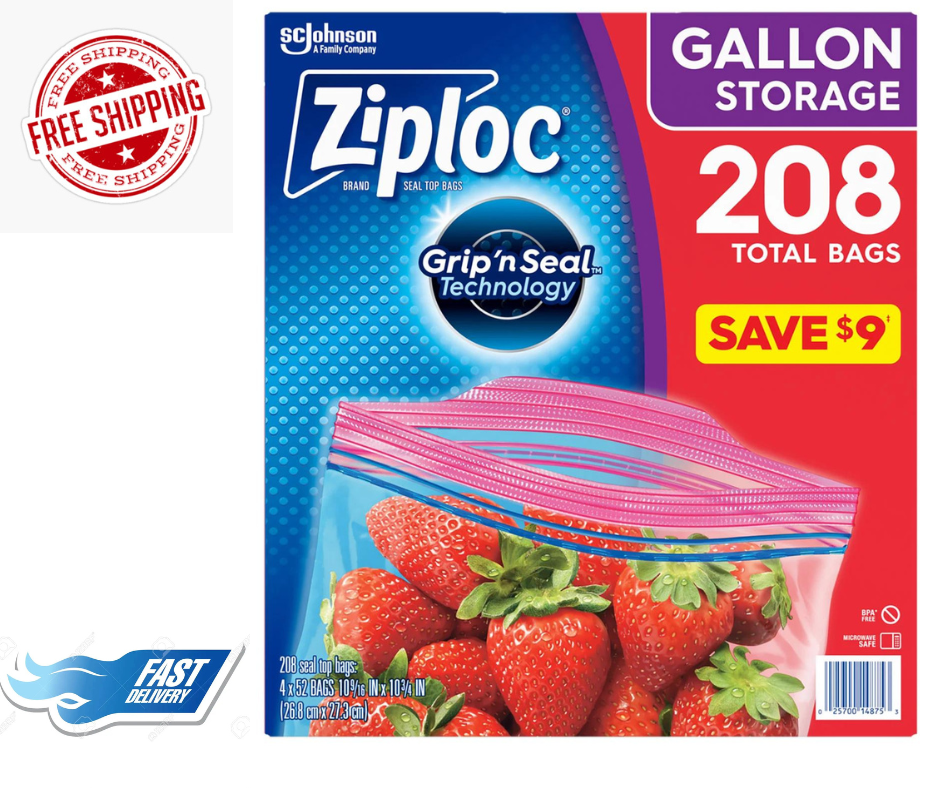 Ziploc Gallon Storage Bags with New Stay Open Design {208 ct.} eBay