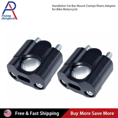 HandleBar Fat Bar Mount Clamps Risers Adaptor 7/8'' to 1 1/8'' Dirt Pit Bike Black
