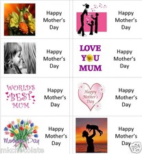 40 x Happy Mothers Day (b) labels/stickers cakes/sweets/gift bags/presents
