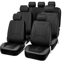 Black Auto Car Seat Covers 3 Row For Auto Suv Van 7-seaters Pu Leather