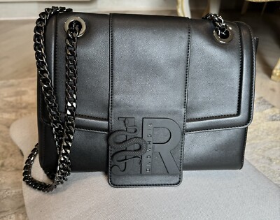 Designer John Richmond Shoulder Black Leather Bag