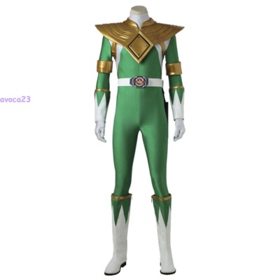 Mighty Morphin Power Rangers Cosplay Costume Green Dragon Ranger Zentai ...