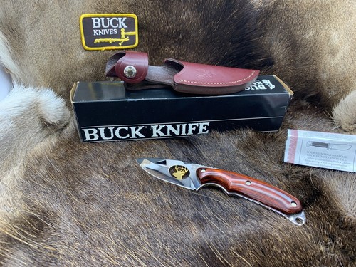 Buck Mini Alpha Knife Rosewood Handles Gold Battling Bucks - SN344 Mint In Box - 第 8/12 張圖片
