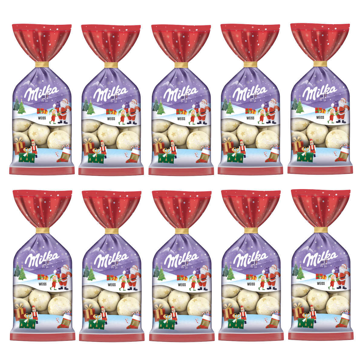 Milka Bolas De Chocolate Blanco Y De Leche De Los Alpes 100g Paquete De 10