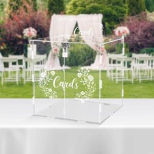 Wedding Card Box Arcylic Clear Card Box with Lock for Wedding Reception Gift ...