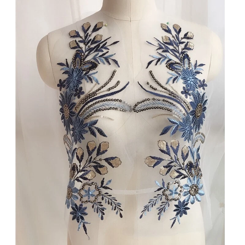 1pcs Sequins Lace Embroidery 3D Flower Sew on Patch For DIY Craft Accessories - Image 2 of 4