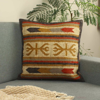Vintage Aztec Multicolor Cushion Cover 18x18'' Kilim Pillow Case Handmade Shams