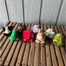 Puffkins Lot of 8 Stuffed Animals Plush Cow Kangaroo Walrus Hippo Bear Dinosaur