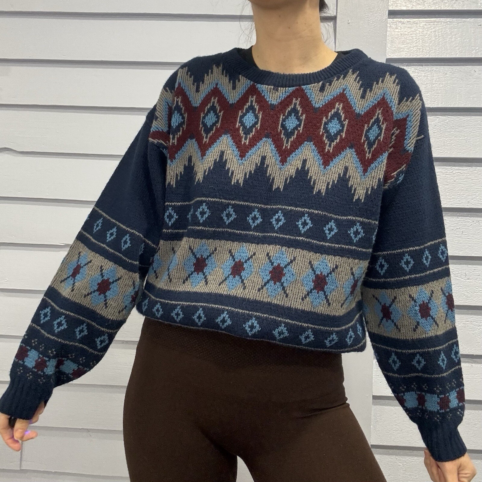 Vintage 80s Towncraft Southwestern Knit Sweater (… - image 3