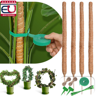 4 Packs 28'' Trellis Moss Pole Bendable Monstera Climbing Plant Support Sticks