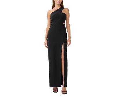 black lace long sleeve dress Black A Line Long Sleeve Half High Neck Lace Patchwork Maxi Formal Dress, Black / S