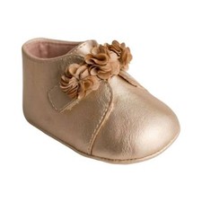 Baby Deer Champagne Metallic Booties with Flowers Baby Size 1 2 3 4